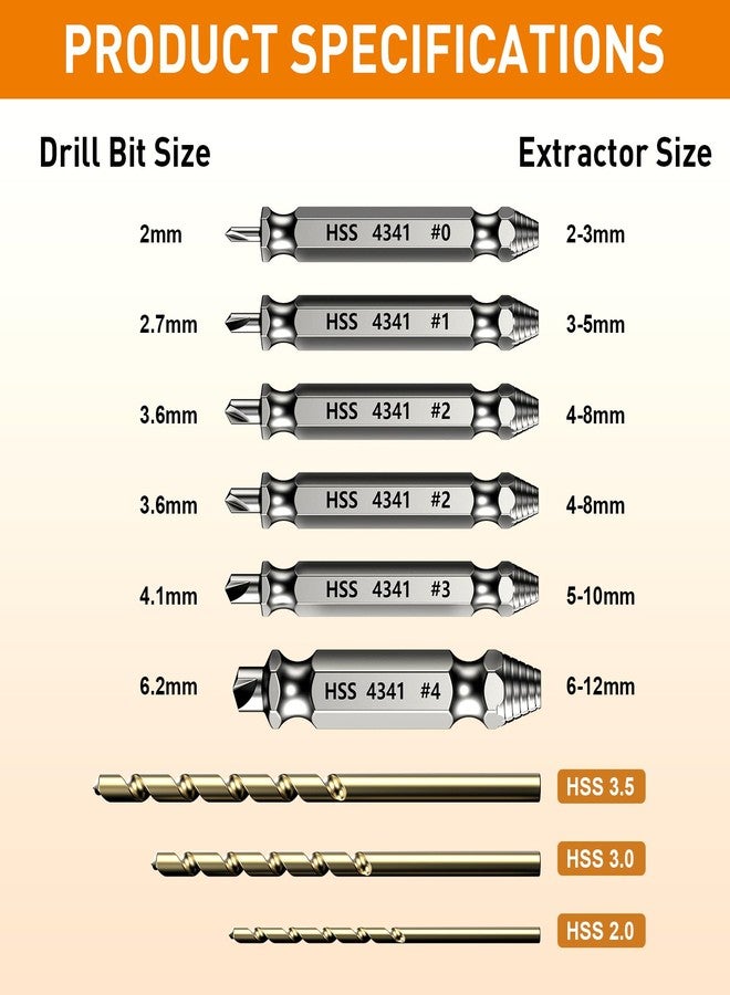 ACIRNS 9 Pcs Screw Extractor Set with 3 Pcs Drill Bit Set, Gifts for Men, Mens Gifts for Him,Husband,Remover for Stripped Screws Nuts & Bolts Drill Bits Tools for Easy Removal of Rusty Broken Hardware Gift - Image 2