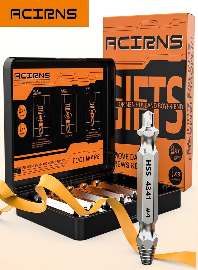 ACIRNS 9 Pcs Screw Extractor Set with 3 Pcs Drill Bit Set, Gifts for Men, Mens Gifts for Him,Husband,Remover for Stripped Screws Nuts & Bolts Drill Bits Tools for Easy Removal of Rusty Broken Hardware Gift - Image 4