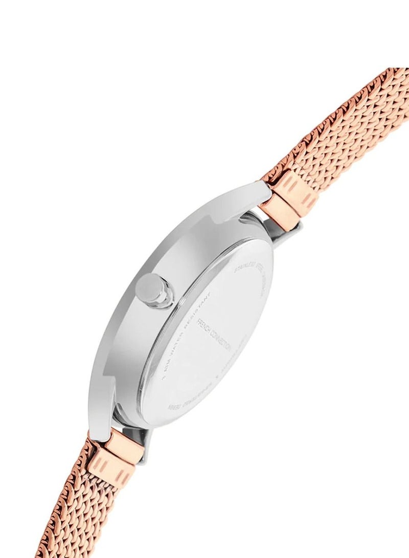 French Connection ساعة نسائية أنالوج كوارتز بقرص فضي من الفولاذ المقاوم للصدأ FCP30RTM - 23 مم - Image 3