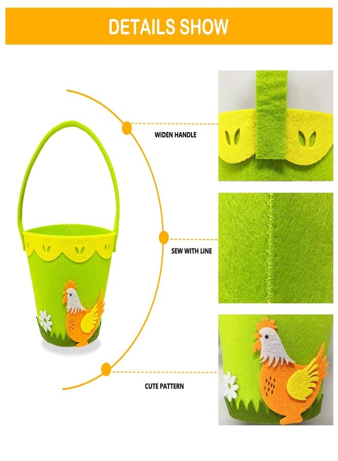 Prudance 1 PCS Easter Mini Basket Felt Tote Bags with Handle Easter Eggs Hunting Candy Party Favor Bags for Kids - Image 3