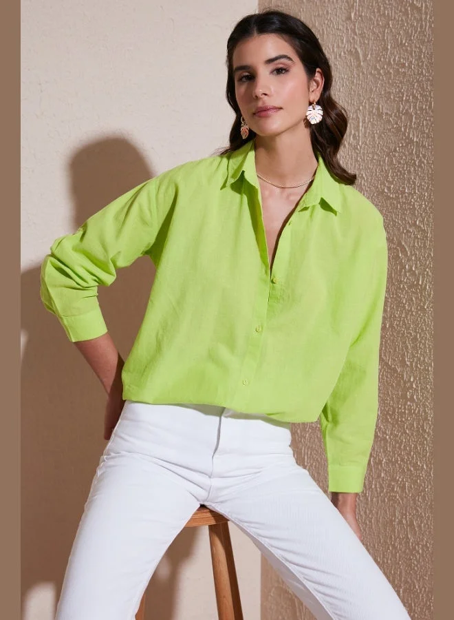 Lela Lela Linen Look 100% Cotton Relaxed Fit Shirt Women's SHIRT 51444624