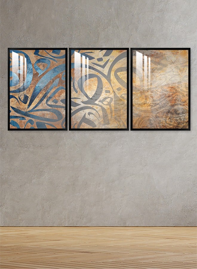 Marktna Three Wall Panels 150x70cm With an Arabic Typography Design, Black Frame And a Transparent Acrylic Layer 0.5kg - Image 1
