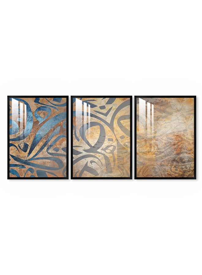 Marktna Three Wall Panels 150x70cm With an Arabic Typography Design, Black Frame And a Transparent Acrylic Layer 0.5kg - Image 2