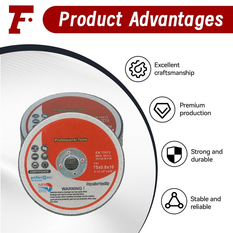 findmall 20Pcs Cut Off Wheels 3 Inch x 1/32 Inch x 3/8 Inch Arbor Cutting Wheels Fit for Cutting Steel and Ferrous Metals - Image 5