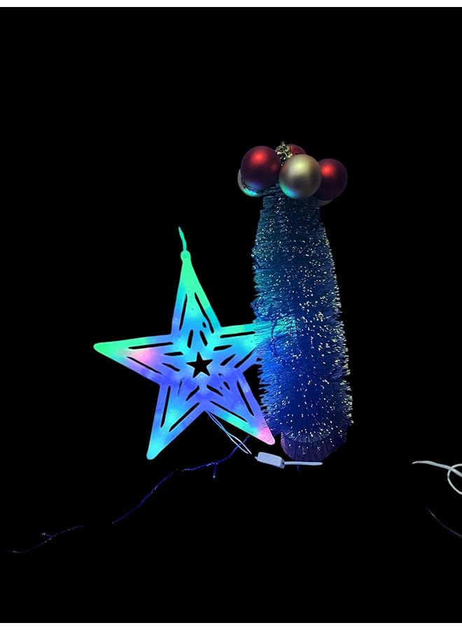 The Bros نجمة عيد الميلاد المعدنية - قمة شجرة عيد الميلاد الذهبية، نجمة القمة، تزيين شجرة عيد الميلاد على شكل نجمة - 24 سم نجمة شجرة عيد الميلاد والكرات وأضواء LED 250. - Image 1