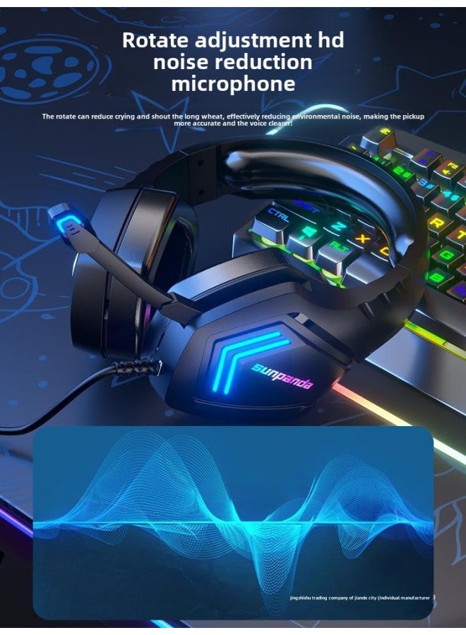 Computer Headset Headset E-sports Game Headset Cable Desktop Mobile Phone Notebook Special Noise Reduction Band-Color:White Gray Matte (universal For Desktop Computers/dual Jacks And Notebooks)  - Image 4
