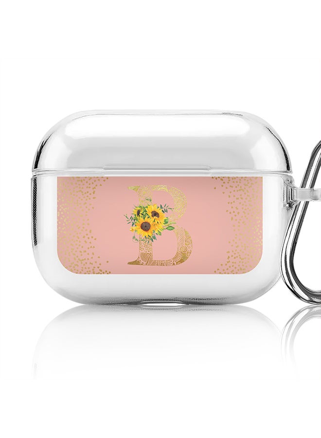 Stylizedd Classic Clear printed Case for Apple AirPods Pro 2nd Generation Thin Transparent Cover - Custom Monogram Initial Letter Mandala Floral Pattern Alphabet - B (Rose Pink ) - Image 1