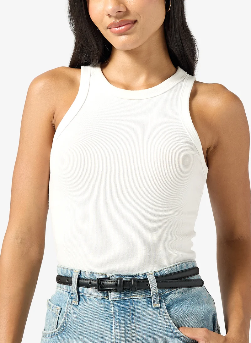 Ginger Pop Color Buckle Slim Belt