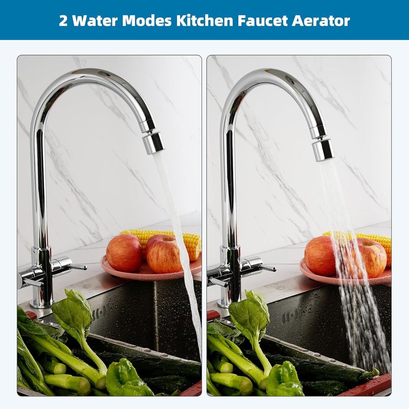 Hibbent NSF/ANSI/CAN 61 Certified Faucet Aerator, CUPC Certification 360° Twist Kitchen Sink Aerator, Dual-function Sink Sprayer Attachment, Faucet Replacement Part 55/64'' Female Thread, Chrome - Image 5