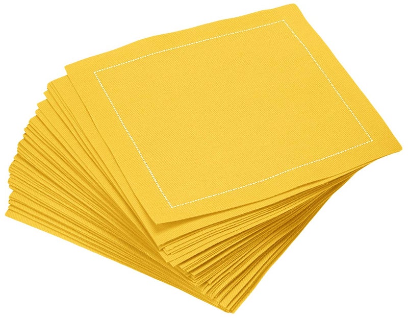 Five Star Cocktail Napkins 50 Luxury Cotton Disposable Cocktail Party Napkins 45 x 45 for Home Bars Game Nights Beverages Birthdays Weddings Holidays Citron
