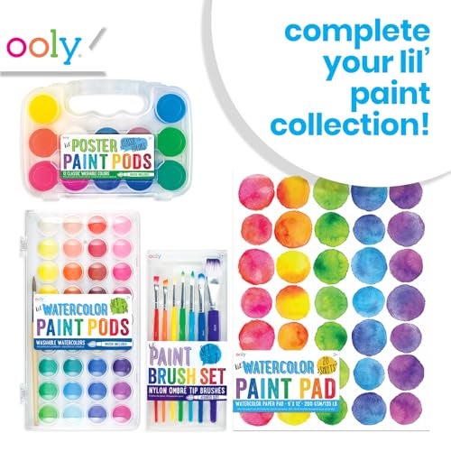 Ooly Lil' Watercolor Washable Paint Pods Set with Brush, 36 colors & 1 Paintbrush, Washable Watercolors in a Portable Case, School and Art Supplies, Bright & Vibrant Colors - Image 5