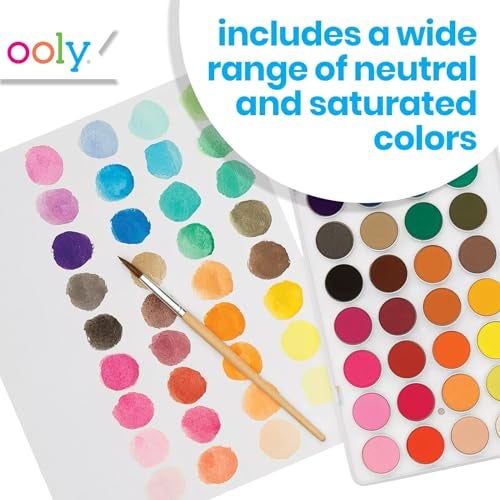Ooly Lil' Watercolor Washable Paint Pods Set with Brush, 36 colors & 1 Paintbrush, Washable Watercolors in a Portable Case, School and Art Supplies, Bright & Vibrant Colors - Image 3