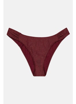 Dorina Women Metallic Pull On Bikini Bottom, Maroon  - Image 1