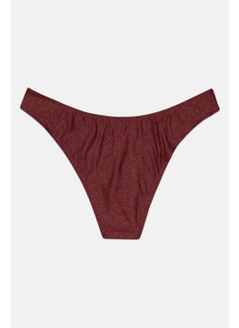 Dorina Women Metallic Pull On Bikini Bottom, Maroon  - Image 2