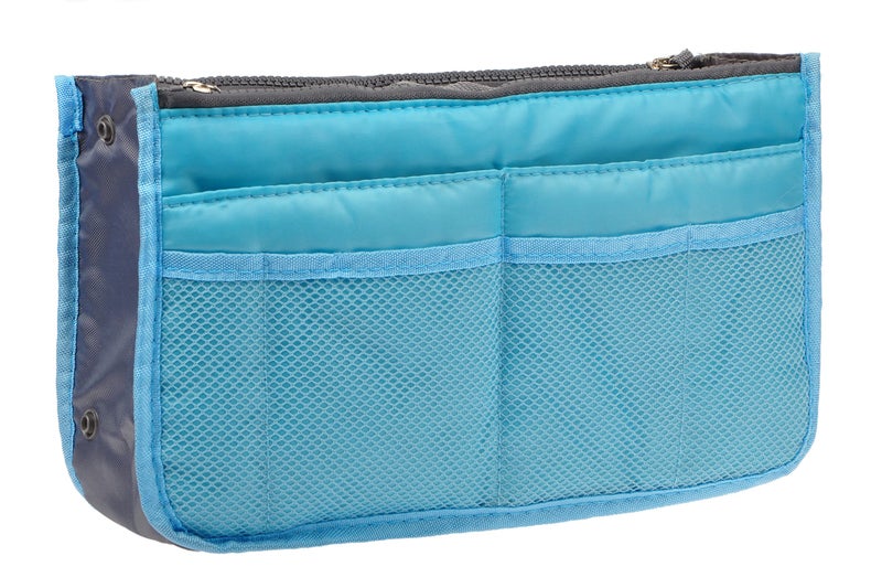 Vercord Purse Organizer Insert for Handbags Bag Organizers Inside Tote Pocketbook Women Nurse Nylon 13 Pockets Blue Small - Image 1