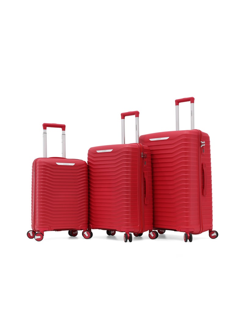 CHAMPS - Unbreakable Hardshell PP Luggage Set with 8 Wheels Thick Shell Multi Layer PP 3 Piece Set, 20, 24, 28 Inch (Burgundy) - Image 1