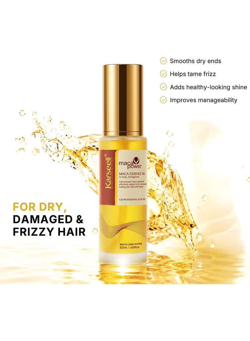 Karseell Maca Care Moroccan Argan Oil Hair Serum, a collagen-rich oil for deep repair of dry and damaged hair - 50ml - Image 2
