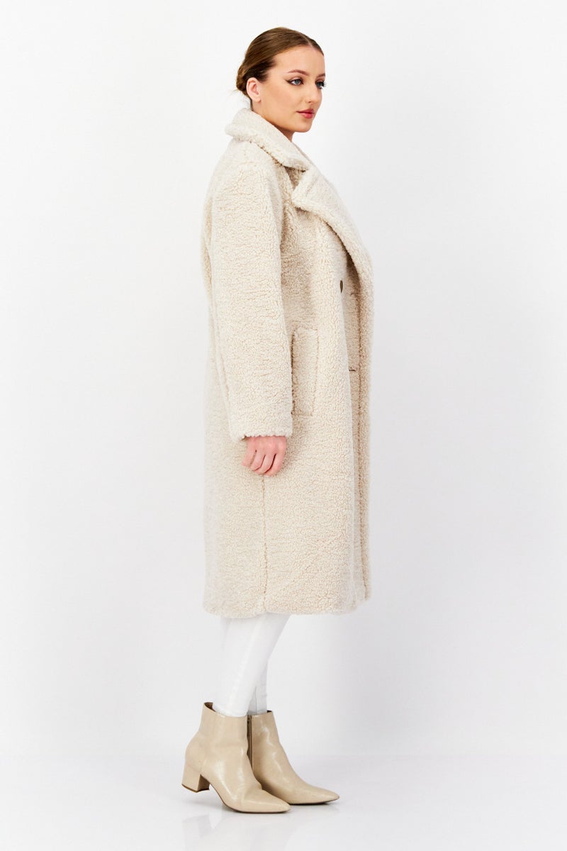 Bearpaw معطف ترينش تيدي للنساء، عاجي - Image 2