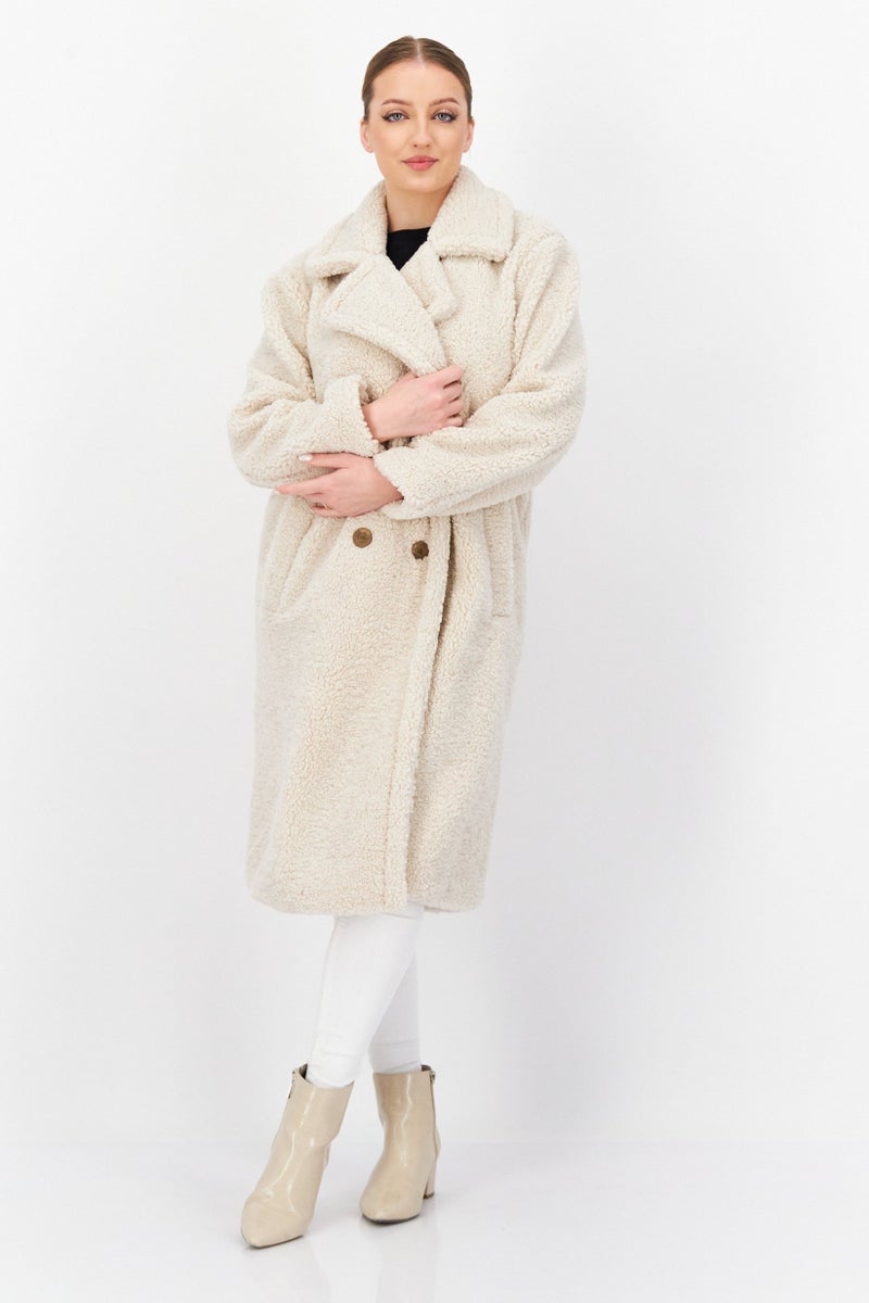 Bearpaw معطف ترينش تيدي للنساء، عاجي - Image 1