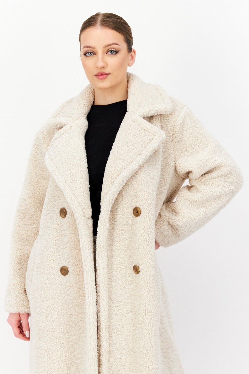 Bearpaw معطف ترينش تيدي للنساء، عاجي - Image 4