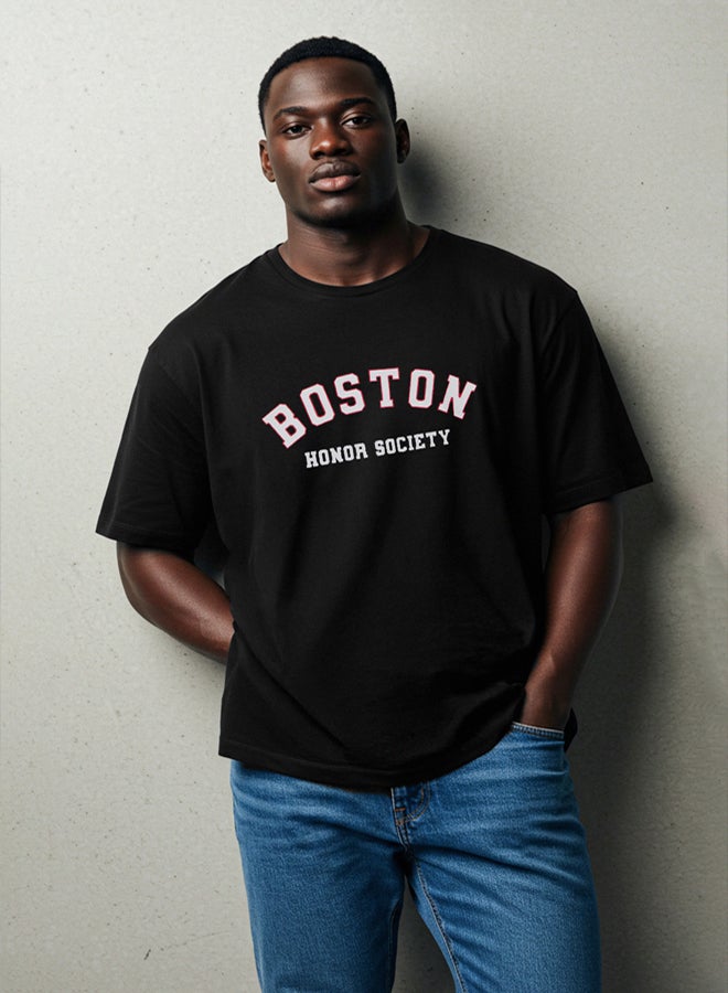 trendyol Big Size Black Oversize/Wide Cut City Printed 100% Cotton TShirt - Image 1