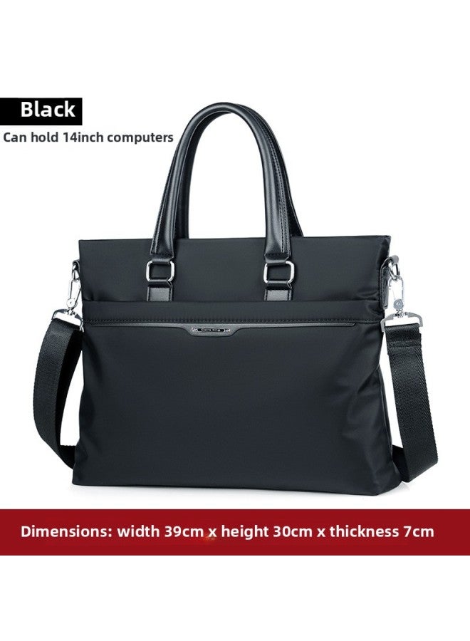 Men's Briefcase Business Commuter Office Bag Custom Logo Waterproof Large Capacity Oxford Meeting Attendance Bag-Color:Black-Size:39*30 * 6cm (to Be Customized) - Image 1