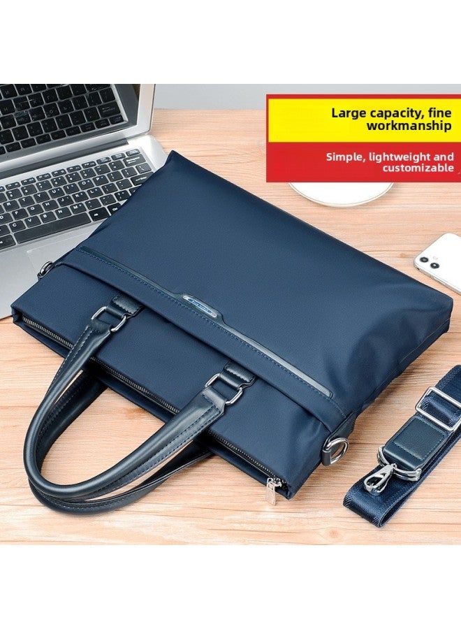 Men's Briefcase Business Commuter Office Bag Custom Logo Waterproof Large Capacity Oxford Meeting Attendance Bag-Color:Black-Size:39*30 * 6cm (to Be Customized) - Image 3