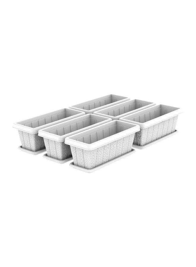 Cosmoplast 30 صندوق زراعة مستطيل من خشب الأرز مع صينية مجموعة من 6  - Image 1
