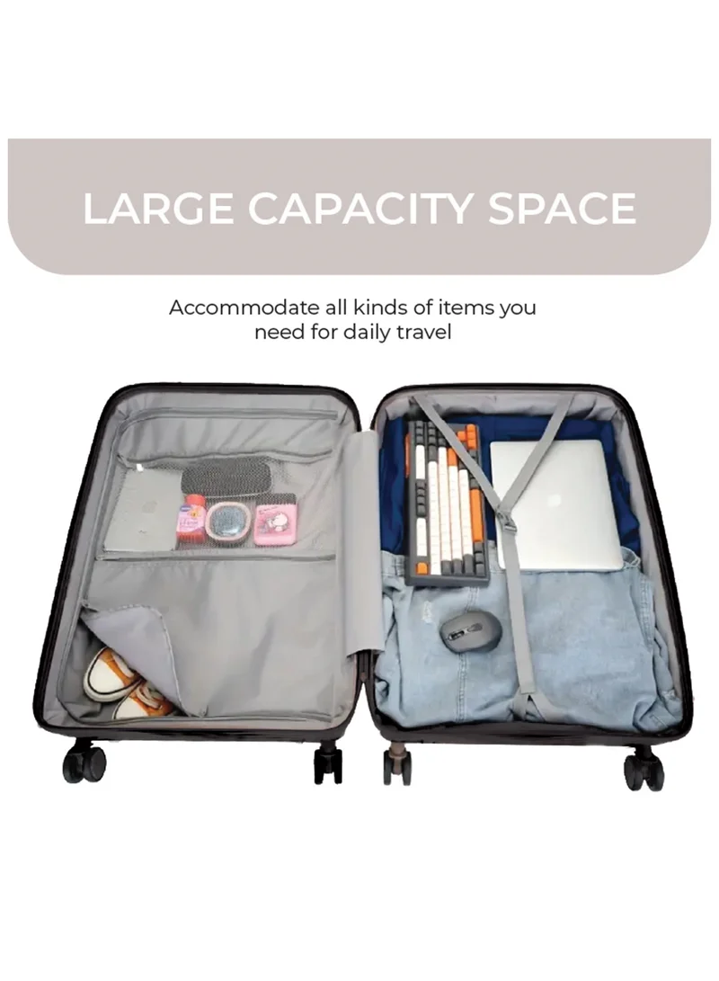 ريفلكشين Reflection PP Cabin Luggage Airline Approved, Scratchproof Lightweight 20 Inch Luggage- 360° Silent Wheels, PP Hard Suitcase Trolley, Spinner Wheels, Travel Luggage  (20-Inch , Black)