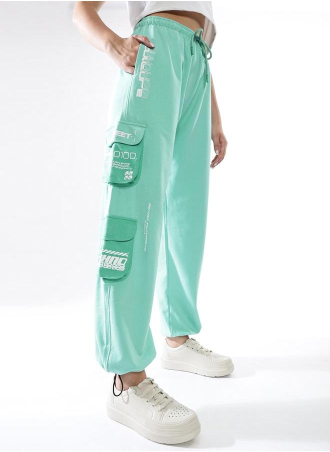 Hubberholme Women's Multicolour Terry Colourblocked Regular Length Jogger Track Pant  - Image 3