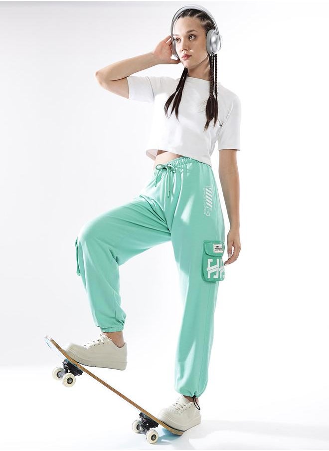 Hubberholme Women's Multicolour Terry Colourblocked Regular Length Jogger Track Pant  - Image 1