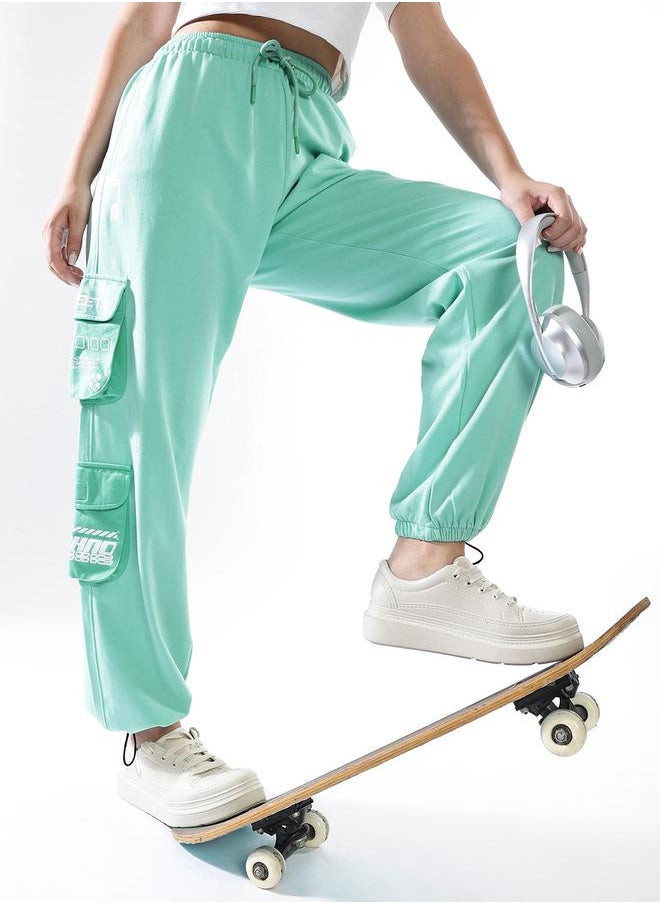 Hubberholme Women's Multicolour Terry Colourblocked Regular Length Jogger Track Pant  - Image 2