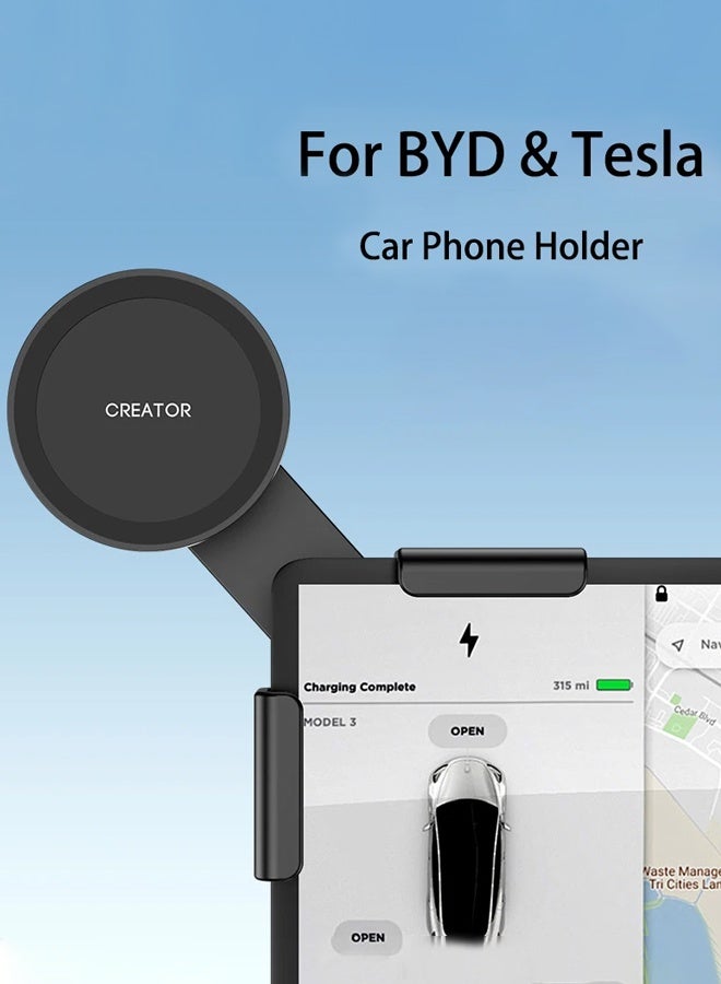 حامل هاتف محمول مغناطيسي من Magsafe للسيارات، مخصص لطرازات Tesla Model 3 وX وY وS وBYD، مع سكة انزلاقية لشاشة التحكم المركزية، يدور 360 درجة - Image 1