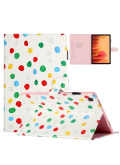 Case Cover For Samsung Galaxy Tab A7 10.4 2020 T500 Dot Pattern Leather Smart Tablet Case White Colorful Dot