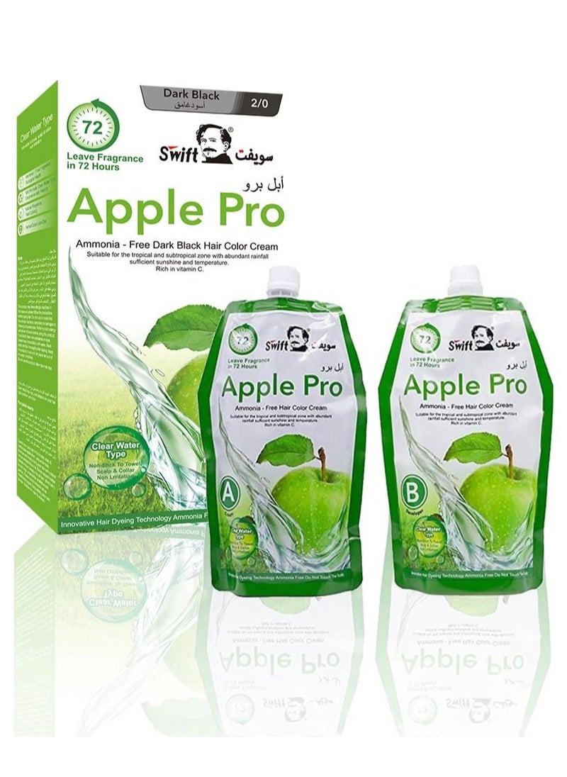 Swift Apple Pro Ammonia free Hair Color Dark Black 500mlx2  - Image 1