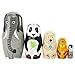 Moonmo 5pcs Handmade Wooden Animal Nesting Dolls Elephant Panda Traditional Russian Matryoshka Gift - Image 4
