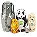 Moonmo 5pcs Handmade Wooden Animal Nesting Dolls Elephant Panda Traditional Russian Matryoshka Gift - Image 2