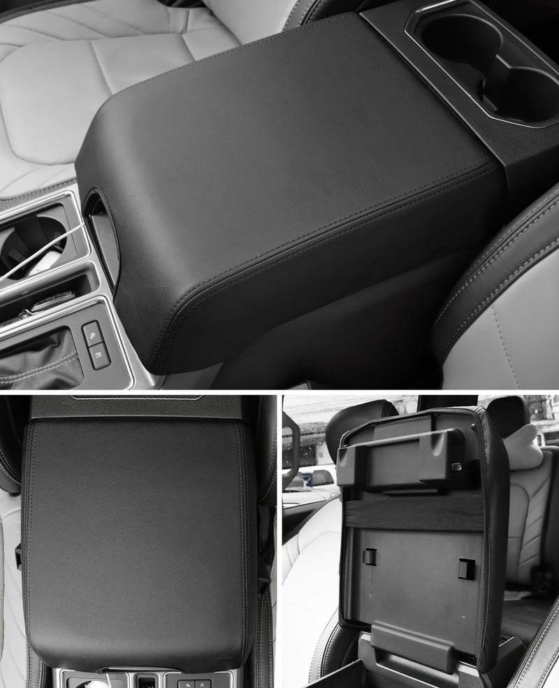 INTGET Center Console Cover for Ford F150 Accessories 2015-2020 2016 2017 2018 2019 Car Middle Lid Seat Armrest Cover Protector Elbow Cushion Pad (Black Stitches, 2015-2020) - Image 3