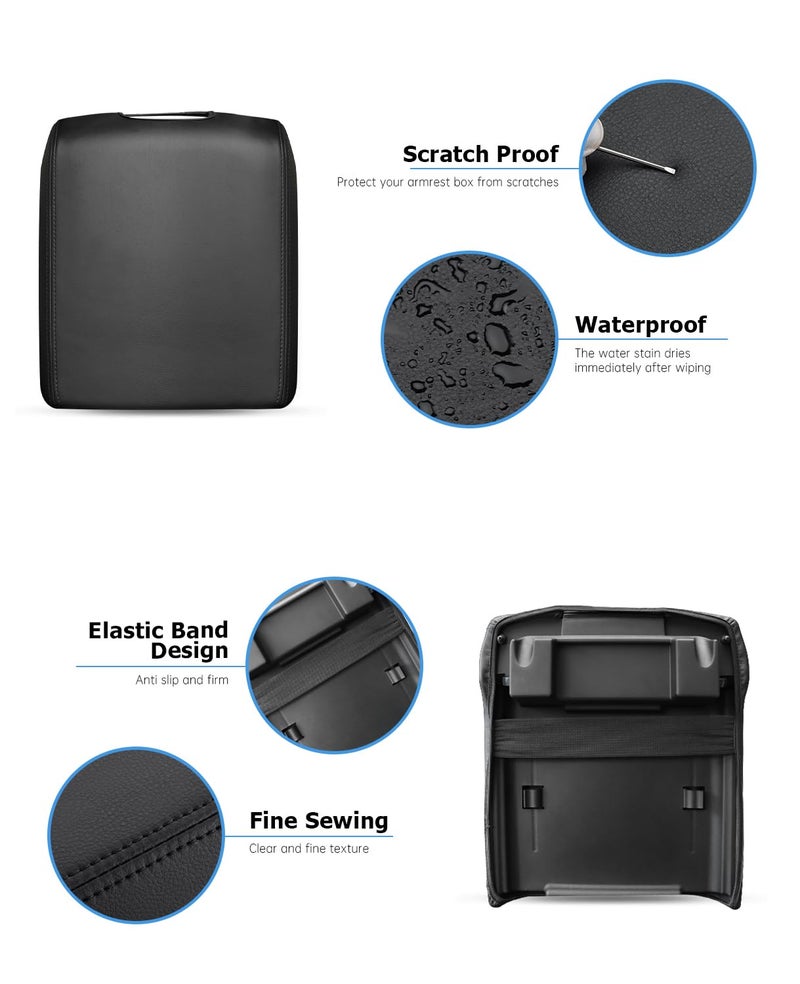 INTGET Center Console Cover for Ford F150 Accessories 2015-2020 2016 2017 2018 2019 Car Middle Lid Seat Armrest Cover Protector Elbow Cushion Pad (Black Stitches, 2015-2020) - Image 4