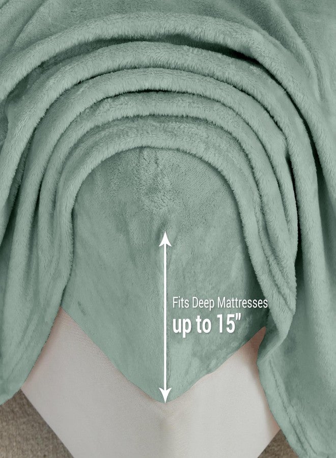 Viviland Plush Micro Fleece Full Bed Sheet Set - Soft Flannel-Like Fuzzy Polar Fleece Velvet Sheets - Extra Warm Winter Velour Fitted Sheets with 15" Deep Pocket - Emerald Green - Image 2