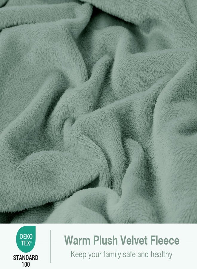 Viviland Plush Micro Fleece Full Bed Sheet Set - Soft Flannel-Like Fuzzy Polar Fleece Velvet Sheets - Extra Warm Winter Velour Fitted Sheets with 15" Deep Pocket - Emerald Green - Image 3