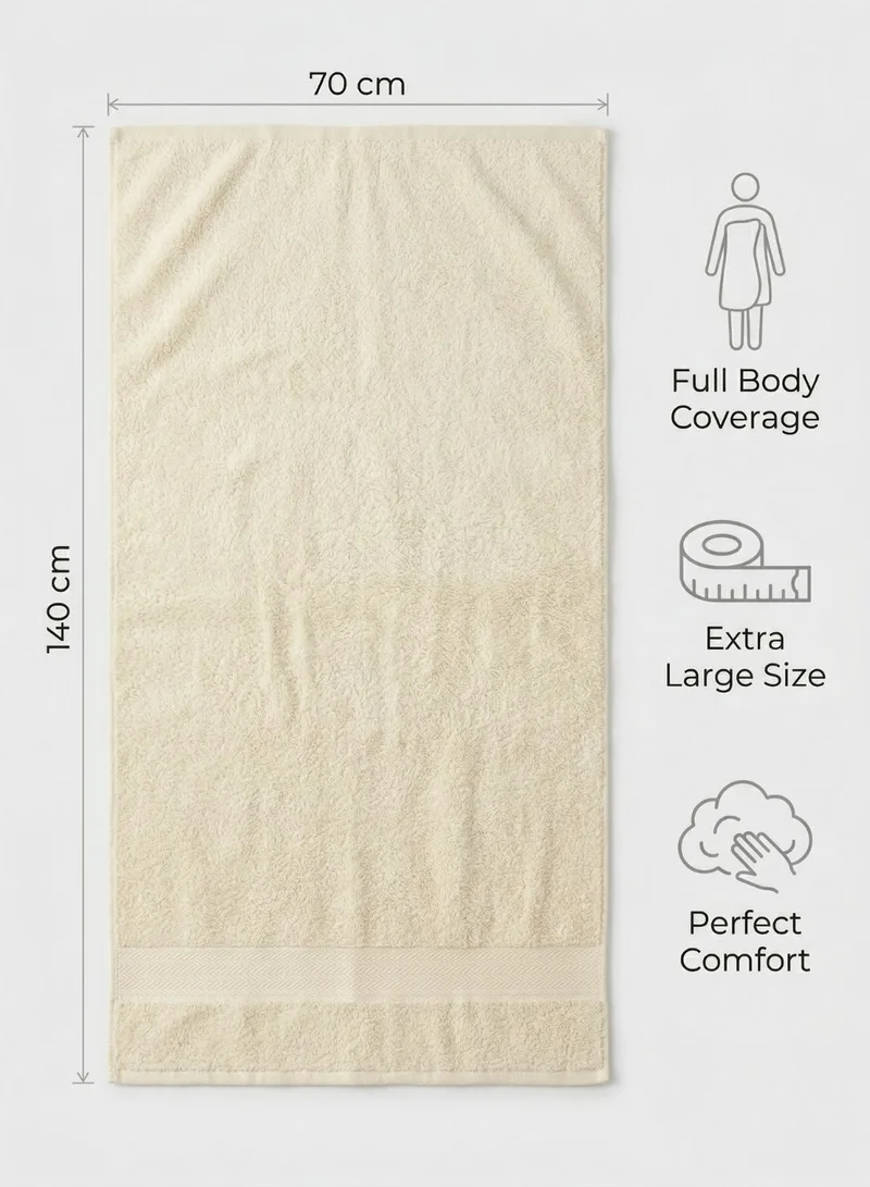 1Chase Vanilla Luxury Cotton Bath Towels – Set of 2 Large Vanilla/Off-White Towels | 70x140 cm, 600 GSM, Ultra-Soft & Absorbent Hotel & Spa Quality  | Best Price UAE