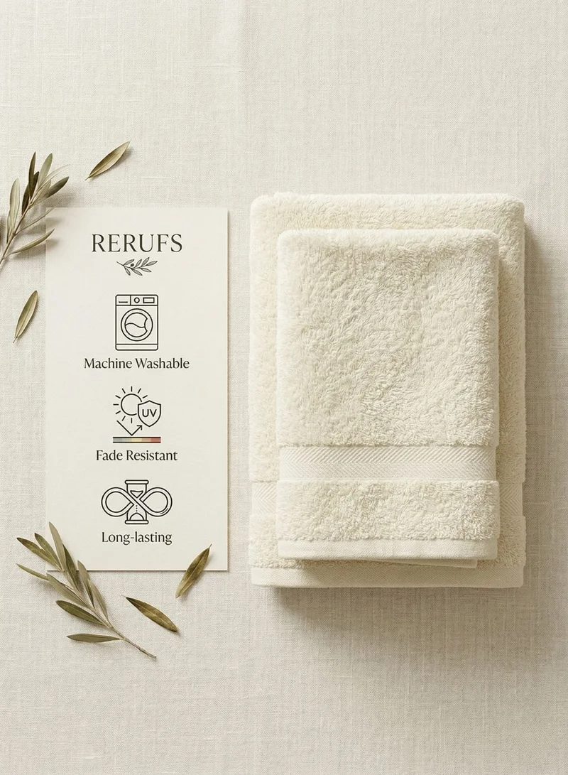 1Chase Vanilla Luxury Cotton Bath Towels – Set of 2 Large Vanilla/Off-White Towels | 70x140 cm, 600 GSM, Ultra-Soft & Absorbent Hotel & Spa Quality  | Best Price UAE