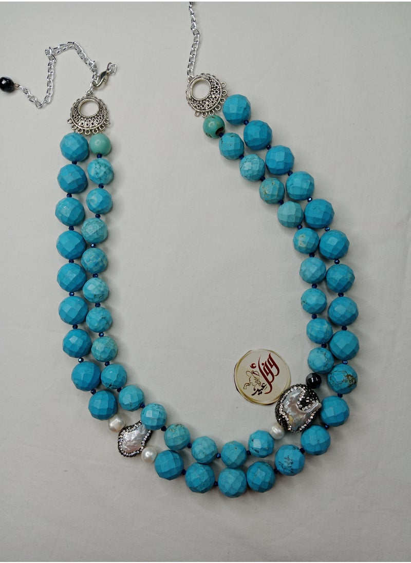 Wafaa Eid Gallary - Natural Sinai turquoise necklace - Image 1