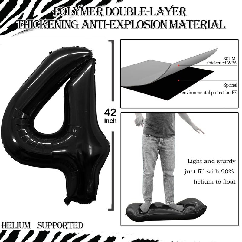 GOER Number 40 Balloons for 40th Birthday Party Decorations,42 Inch Jumbo Foil Helium Balloons for 40th Anniversary (Black) - Image 2