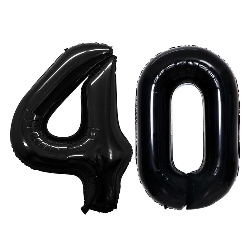 GOER Number 40 Balloons for 40th Birthday Party Decorations,42 Inch Jumbo Foil Helium Balloons for 40th Anniversary (Black) - Image 1