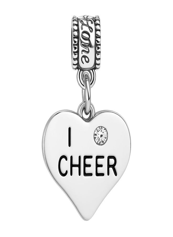 Sportybella I Cheer Heart Charm - Silver Cheerleading Bead Charm For Bracelets - Compatible With Pandora, Biagi, Chamilia - Cheerleader Gift For Teens, Moms, Coaches - Includes Jewelry Pouch - Image 1