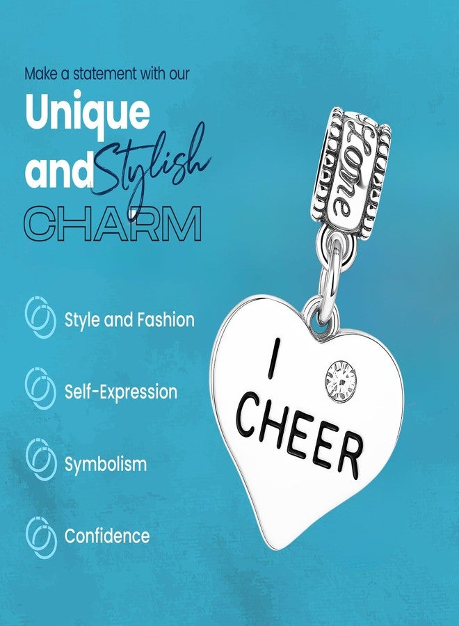 Sportybella I Cheer Heart Charm - Silver Cheerleading Bead Charm For Bracelets - Compatible With Pandora, Biagi, Chamilia - Cheerleader Gift For Teens, Moms, Coaches - Includes Jewelry Pouch - Image 4