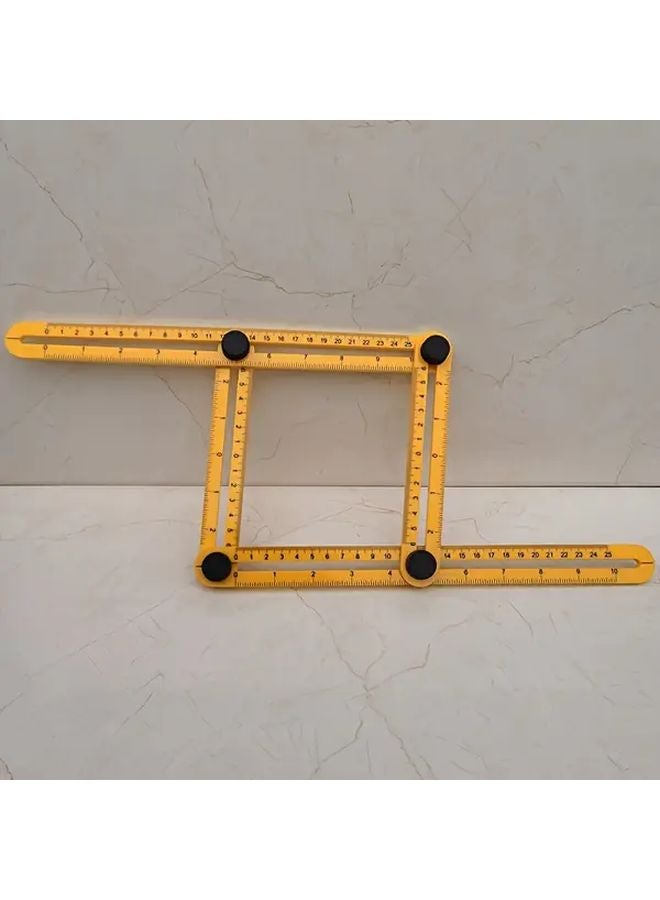 Multifunctional Yellow ABS Plastic 4 Fold Ruler Precision Angle Measuring Tool - Image 1