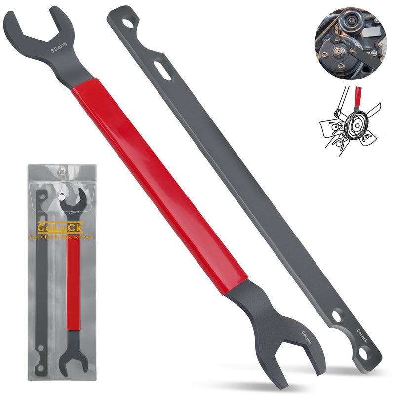 CoLuck 32mm  36mm Fan Clutch Wrench SetWater Pump Pulley Holder Removal Tool For BMW Ford GM DodgeChevroletJeep Fan Clutch Removal KitWater Pump Holder Nut Water Hub Removal